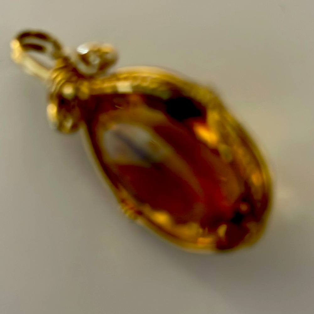 Real Citrine stone 23 carats on yellow silver tone pendant